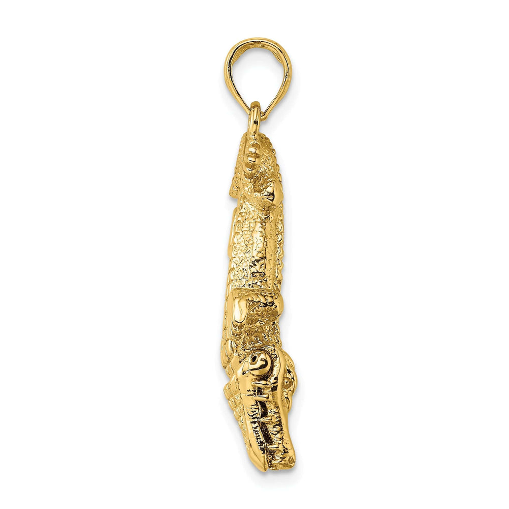 Lovely Rita's Pendants & Charms 14K Yellow Gold Textured Polished Finish 3-Dimensional Large Alligator with Moveable Mouth Charm Pendant