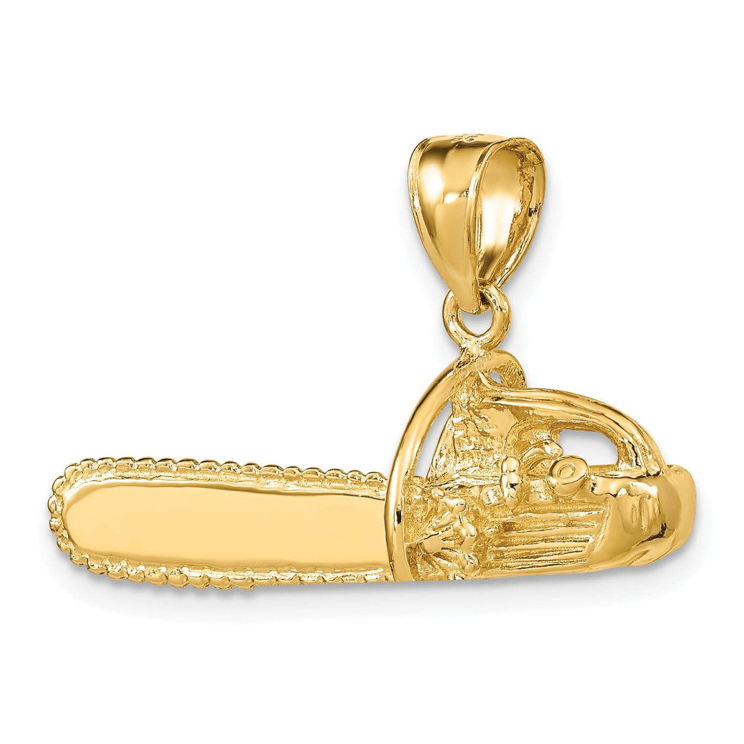 Lovely Rita's Pendants & Charms 14K Yellow Gold Textured Polished Finish 3-Dimensional Large Size Chain Saw Charm Pendant