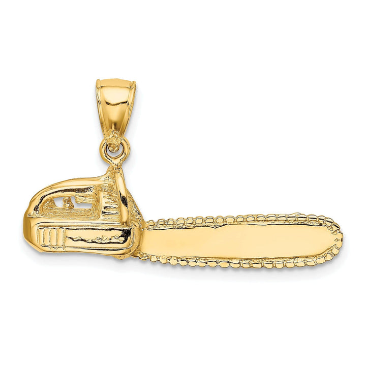 Lovely Rita's Pendants & Charms 14K Yellow Gold Textured Polished Finish 3-Dimensional Large Size Chain Saw Charm Pendant