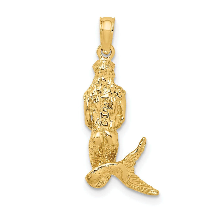 Lovely Rita's Pendants & Charms 14K Yellow Gold Textured Polished Finish 3-Dimensional Mermaid Charm Pendant