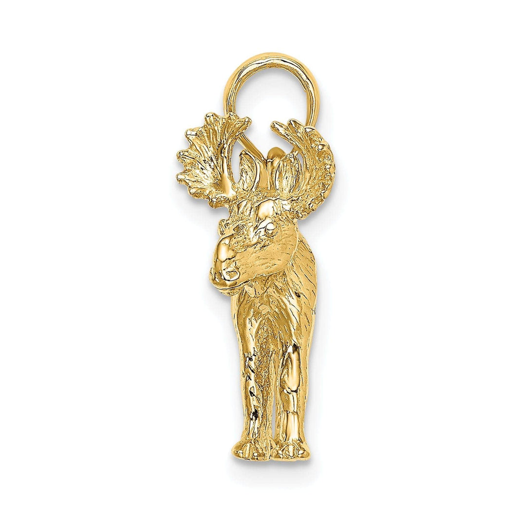 Lovely Rita's Pendants & Charms 14K Yellow Gold Textured Polished Finish 3-Dimensional Moose Design Charm Pendant