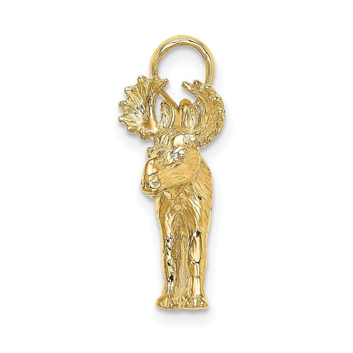 Lovely Rita's Pendants & Charms 14K Yellow Gold Textured Polished Finish 3-Dimensional Moose Design Charm Pendant