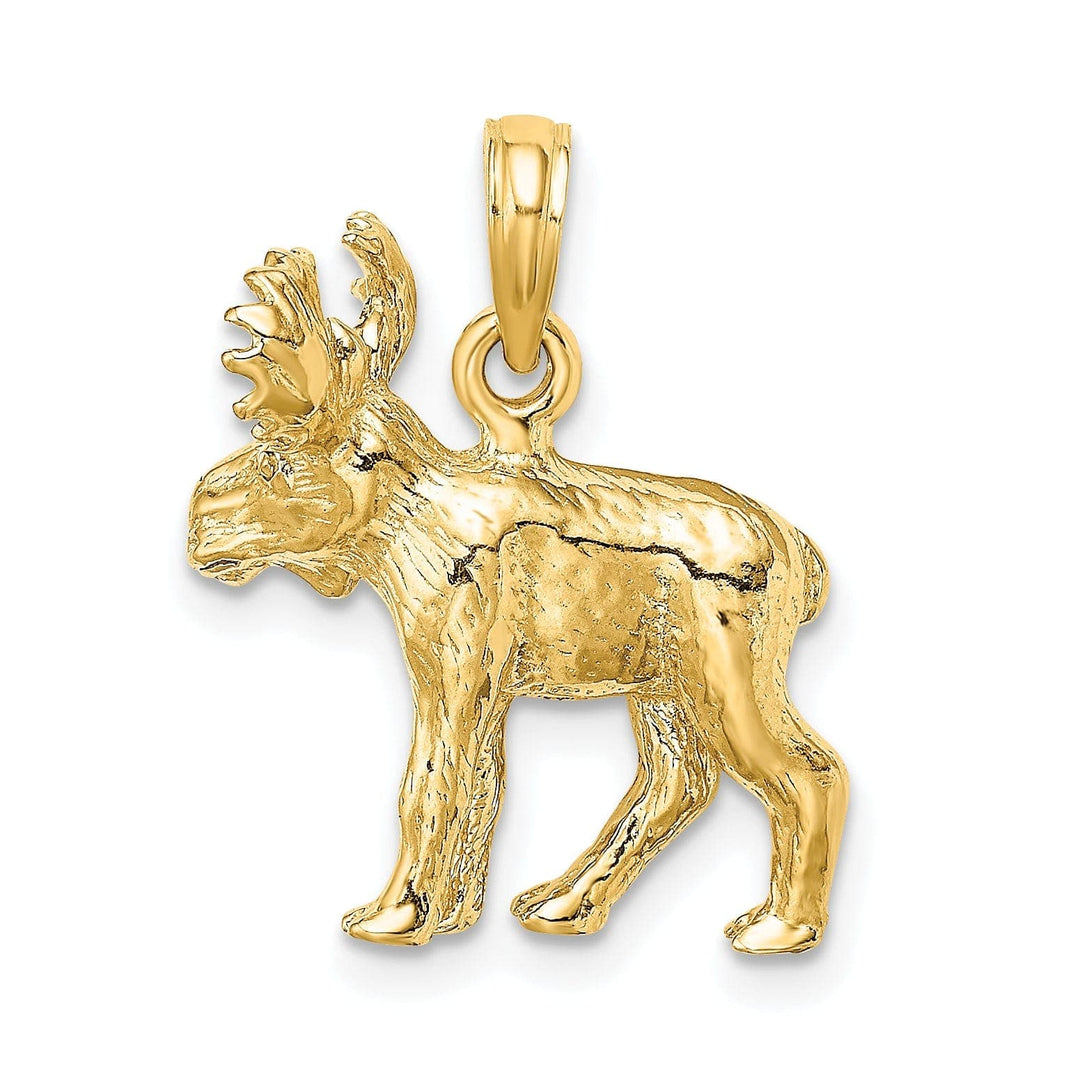 Lovely Rita's Pendants & Charms 14K Yellow Gold Textured Polished Finish 3-Dimensional Moose Design Charm Pendant