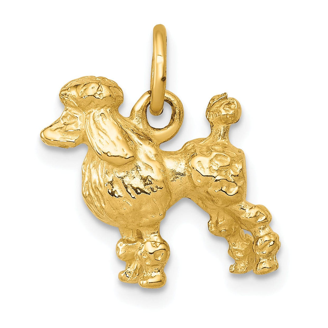 Lovely Rita's Pendants & Charms 14K Yellow Gold Textured Polished Finish 3-Dimensional Poddle Dog Charm Pendant