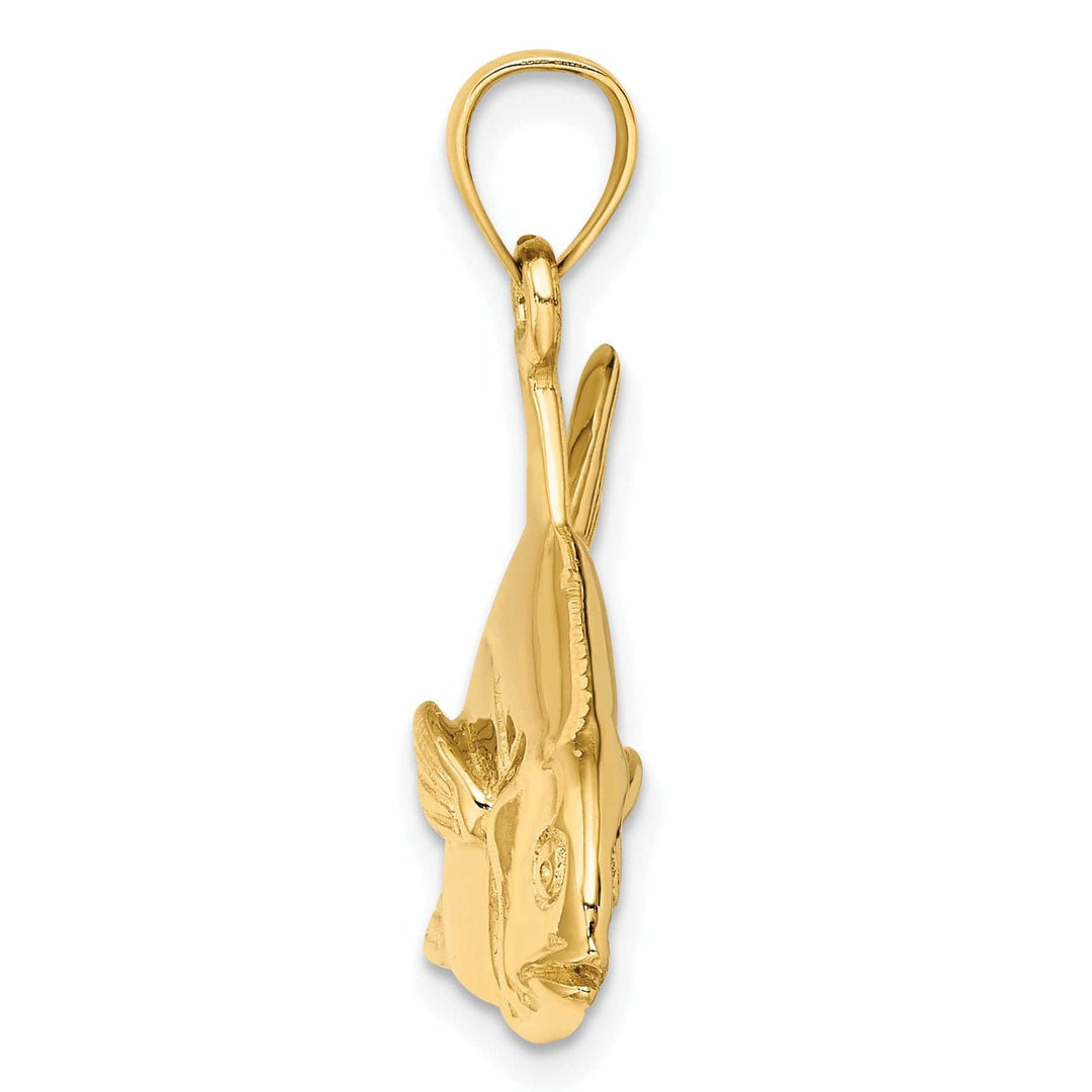 Lovely Rita's Pendants & Charms 14K Yellow Gold Textured Polished Finish 3-Dimensional Pompano Fish Charm Pendant