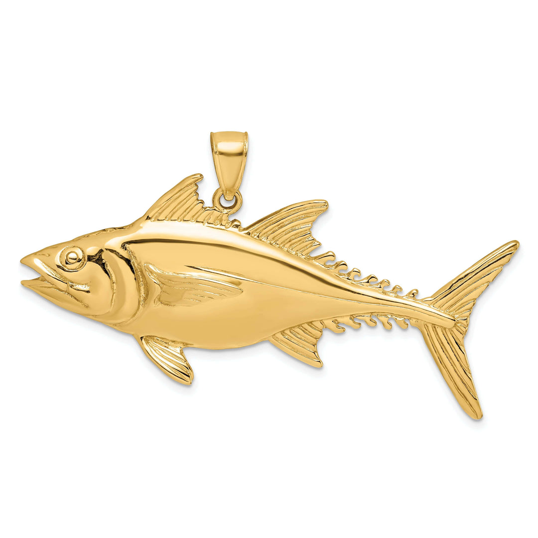 Lovely Rita's Pendants & Charms 14K Yellow Gold Textured Polished Finish 3-Dimensional Skipjack Tuna Fish Charm Pendant