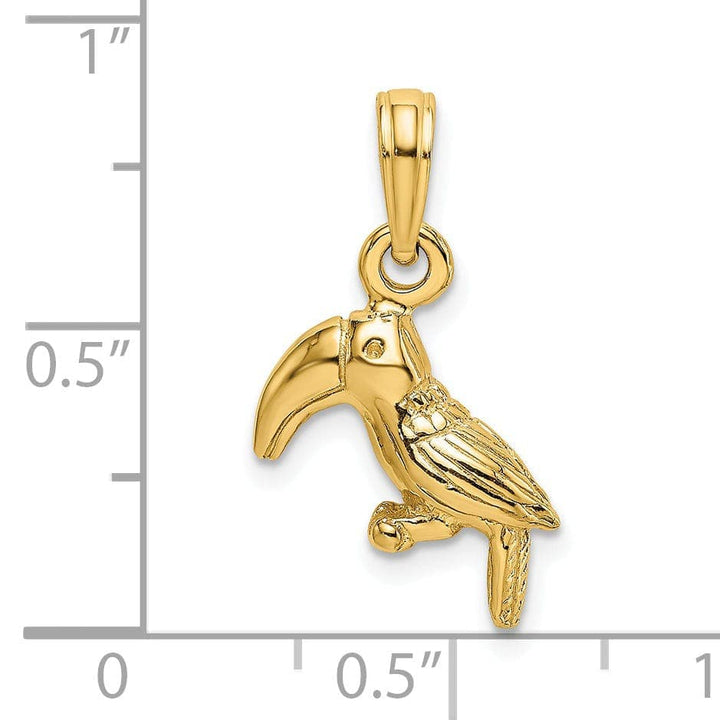 Lovely Rita's Pendants & Charms 14K Yellow Gold Textured Polished Finish 3-Dimensional Toucan Bird Charm Pendant