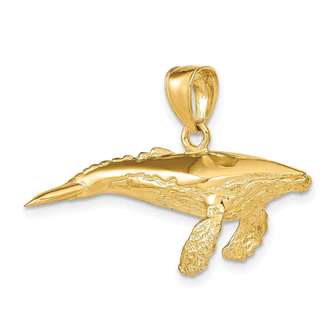 Lovely Rita's Pendants & Charms 14K Yellow Gold Textured Polished Finish 3-Dimensional Underside Humpback Whale Charm Pendant