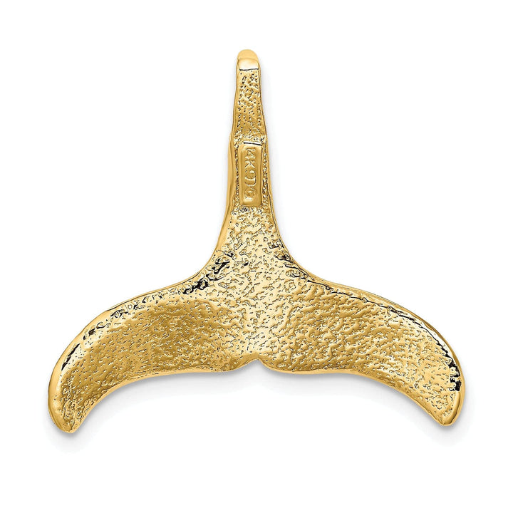Lovely Rita's Pendants & Charms 14K Yellow Gold Textured Polished Finish 3-Dimensional Whale Tail Chain Slide