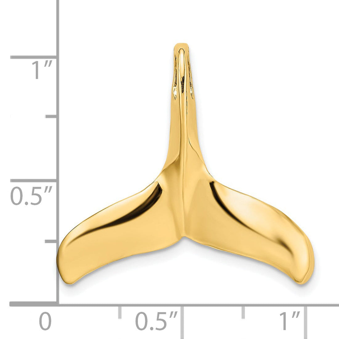 Lovely Rita's Pendants & Charms 14K Yellow Gold Textured Polished Finish 3-Dimensional Whale Tail Chain Slide