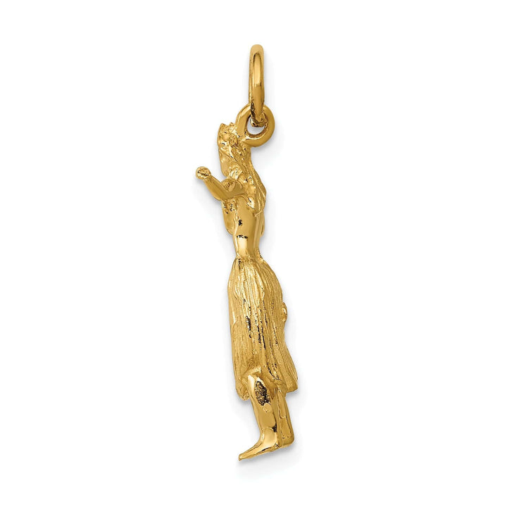 Lovely Rita's Pendants & Charms 14k Yellow Gold Textured Polished Finish 3-Dimensional Womens Hula Dancer Charm Pendant