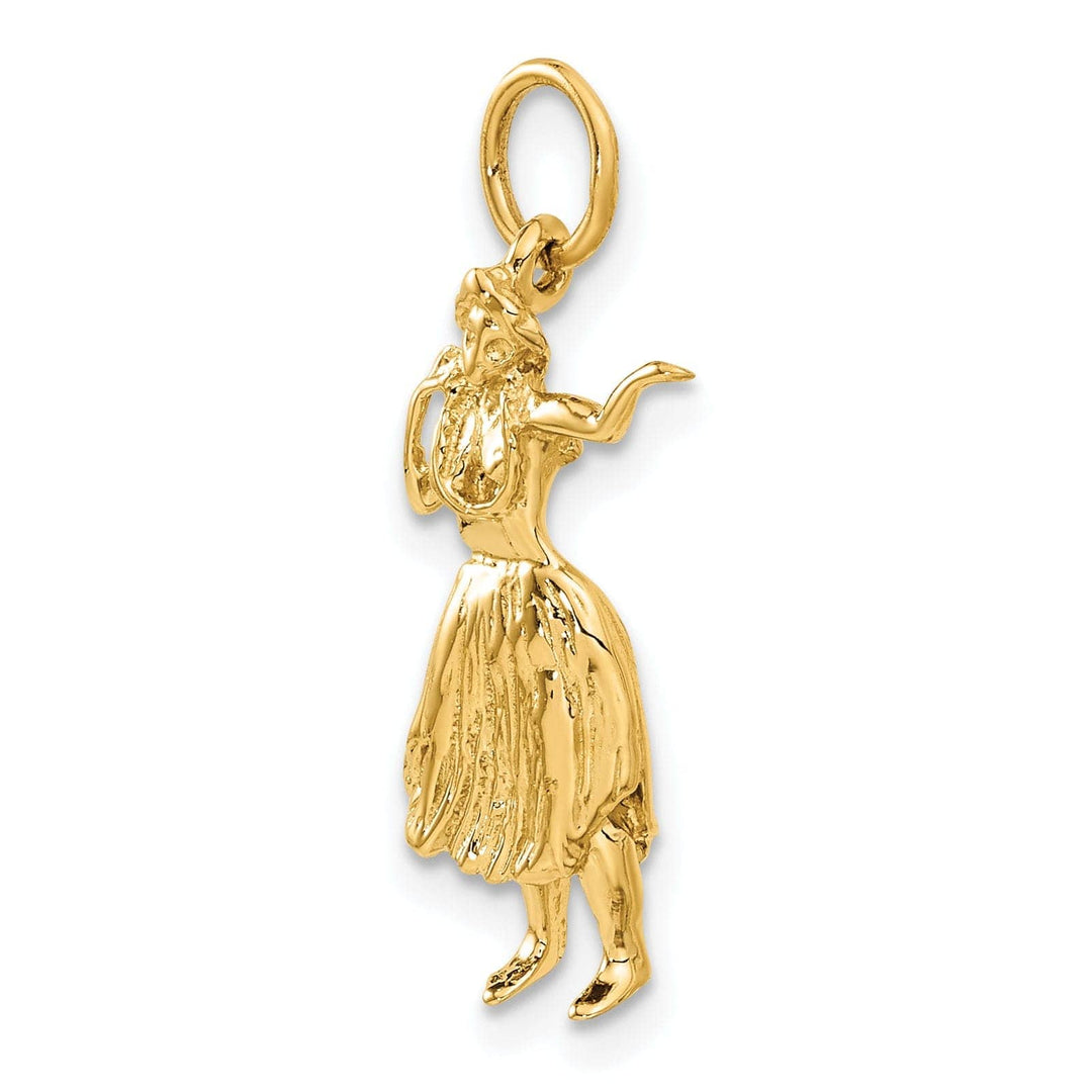 Lovely Rita's Pendants & Charms 14k Yellow Gold Textured Polished Finish 3-Dimensional Womens Hula Dancer Charm Pendant