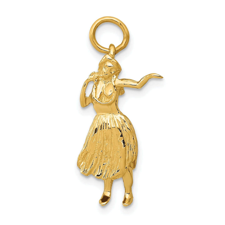Lovely Rita's Pendants & Charms 14k Yellow Gold Textured Polished Finish 3-Dimensional Womens Hula Dancer Charm Pendant