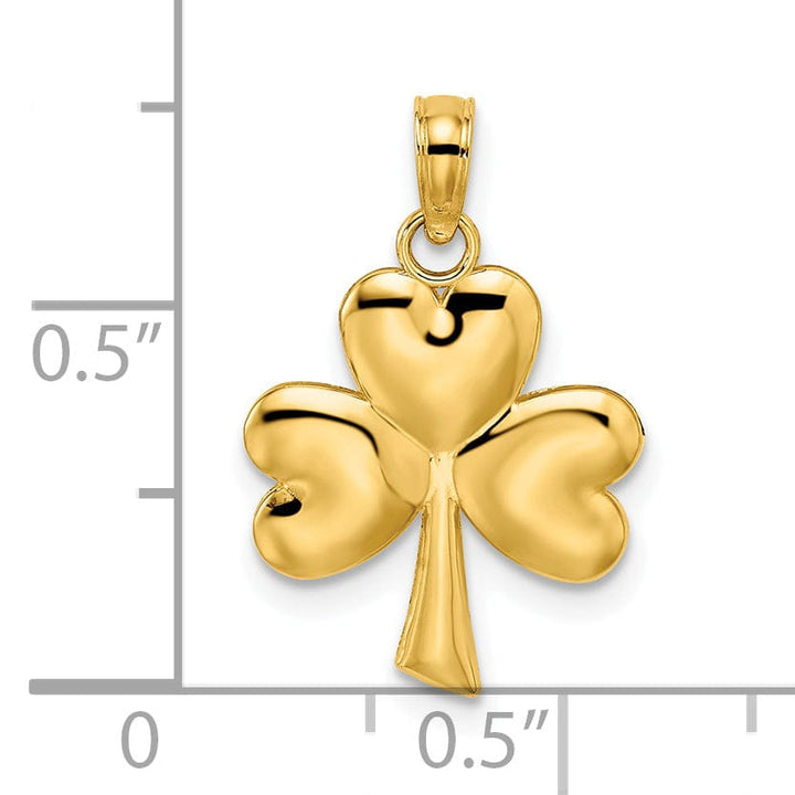 Lovely Rita's Pendants & Charms 14K Yellow Gold Textured Polished Finish 3-Leaf Clover Charm Pendant
