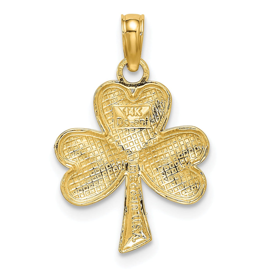 Lovely Rita's Pendants & Charms 14K Yellow Gold Textured Polished Finish 3-Leaf Clover Charm Pendant