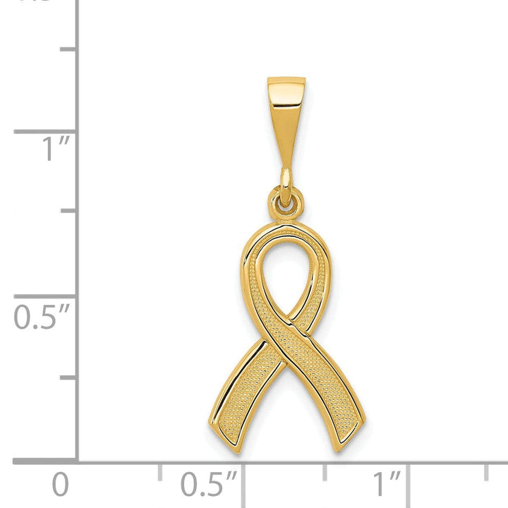 Lovely Rita's Pendants & Charms 14k Yellow Gold Textured Polished Finish Awareness Ribbon Charm Pendant