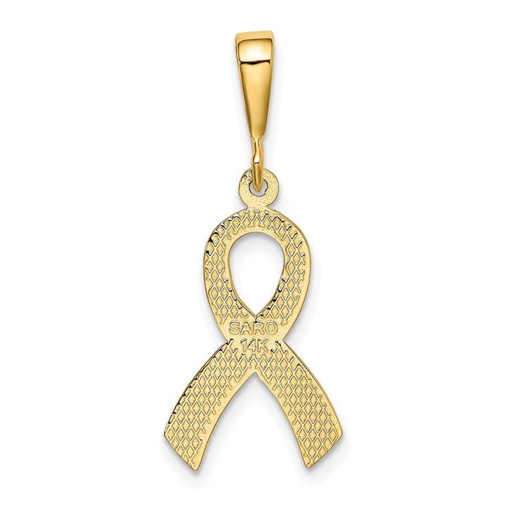 Lovely Rita's Pendants & Charms 14k Yellow Gold Textured Polished Finish Awareness Ribbon Charm Pendant