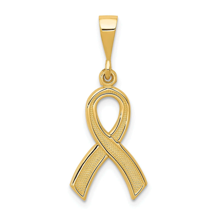 Lovely Rita's Pendants & Charms 14k Yellow Gold Textured Polished Finish Awareness Ribbon Charm Pendant