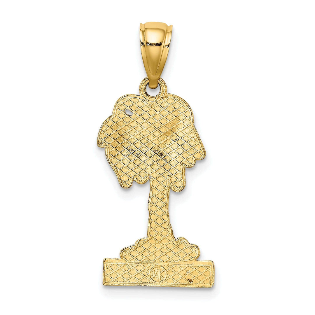 Lovely Rita's Pendants & Charms 14K Yellow Gold Textured Polished Finish BARRADOS Under Palm Tree Charm Pendant