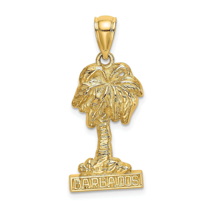Lovely Rita's Pendants & Charms 14K Yellow Gold Textured Polished Finish BARRADOS Under Palm Tree Charm Pendant