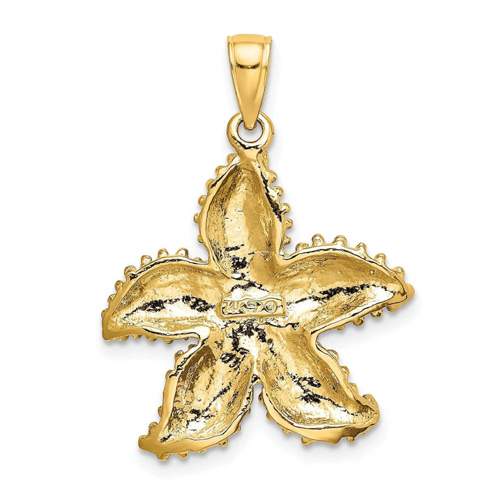 Lovely Rita's Pendants & Charms 14K Yellow Gold Textured Polished Finish Beaded Design Starfish Charm Pendant