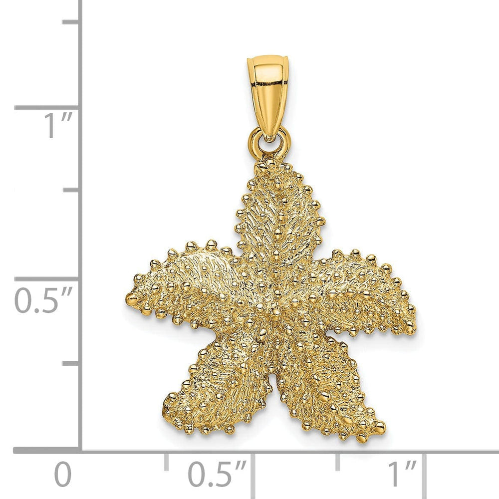 Lovely Rita's Pendants & Charms 14K Yellow Gold Textured Polished Finish Beaded Design Starfish Charm Pendant