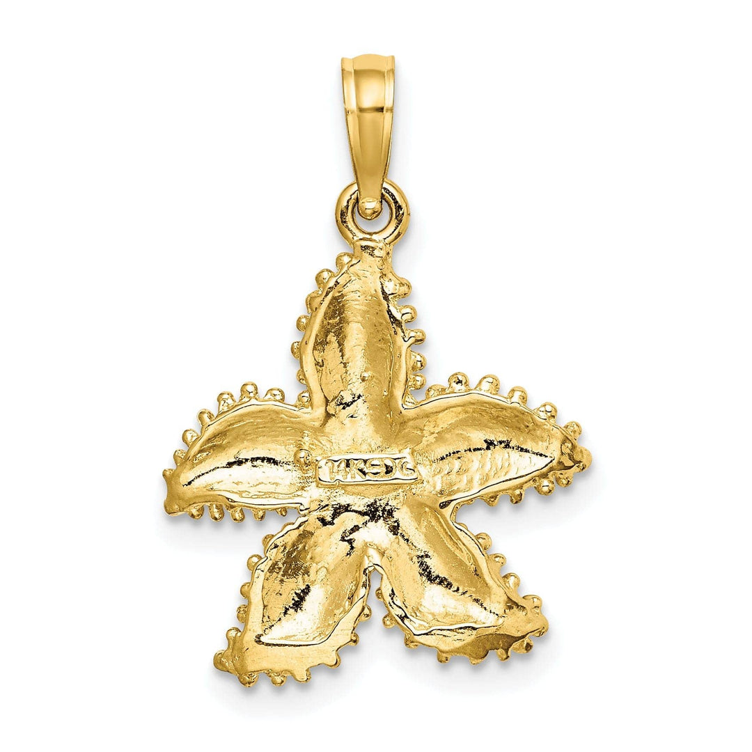 Lovely Rita's Pendants & Charms 14K Yellow Gold Textured Polished Finish Beaded Starfish Charm Pendant