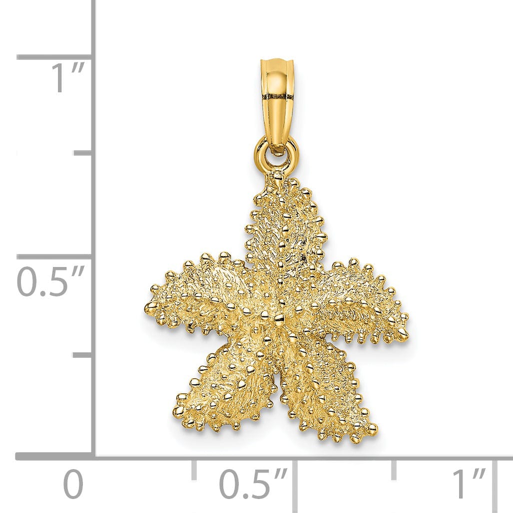 Lovely Rita's Pendants & Charms 14K Yellow Gold Textured Polished Finish Beaded Starfish Charm Pendant