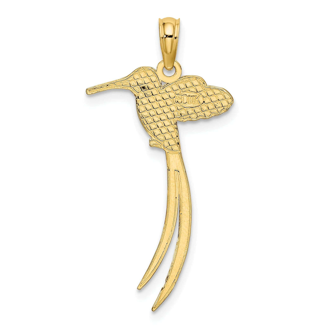 Lovely Rita's Pendants & Charms 14K Yellow Gold Textured Polished Finish Bird with Long Tail Charm Pendant