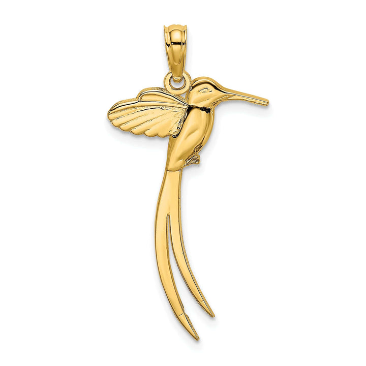 Lovely Rita's Pendants & Charms 14K Yellow Gold Textured Polished Finish Bird with Long Tail Charm Pendant