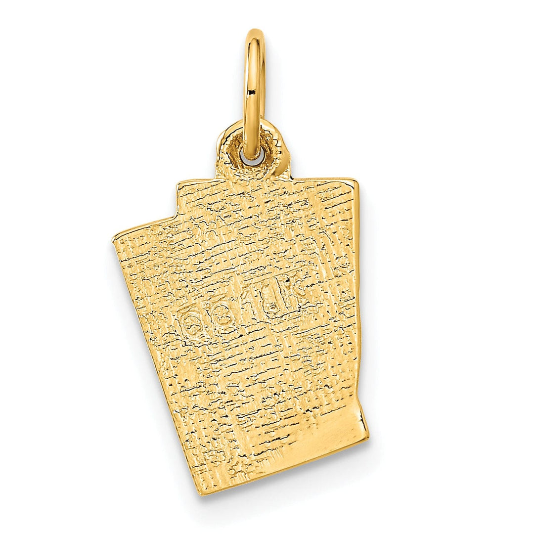 Lovely Rita's Pendants & Charms 14k Yellow Gold Textured Polished Finish Black Enameled Blackjack Spades Playing Cards Charm Pendant