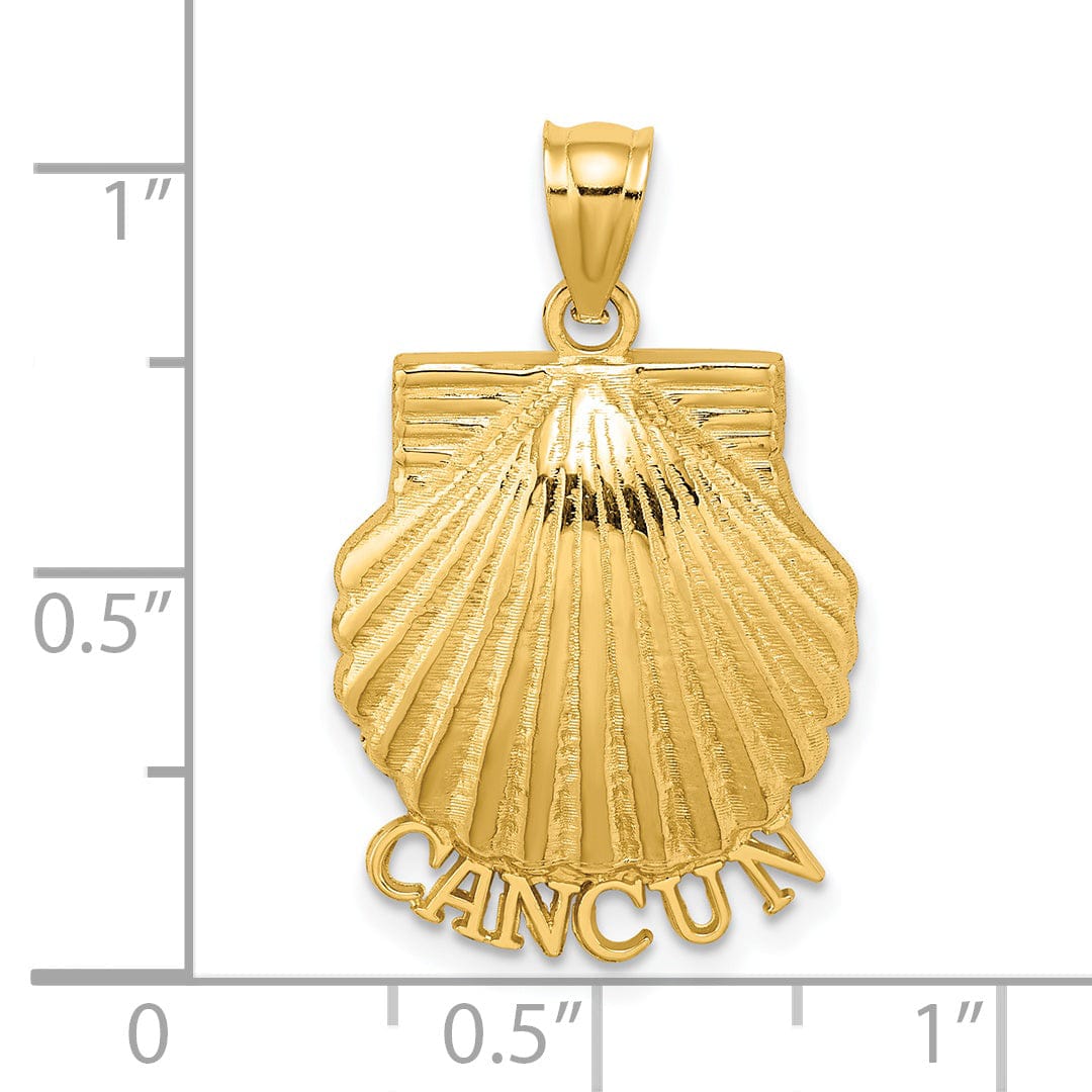 Lovely Rita's Pendants & Charms 14K Yellow Gold Textured Polished Finish CANCUN Scallop Shell Charm Pendant