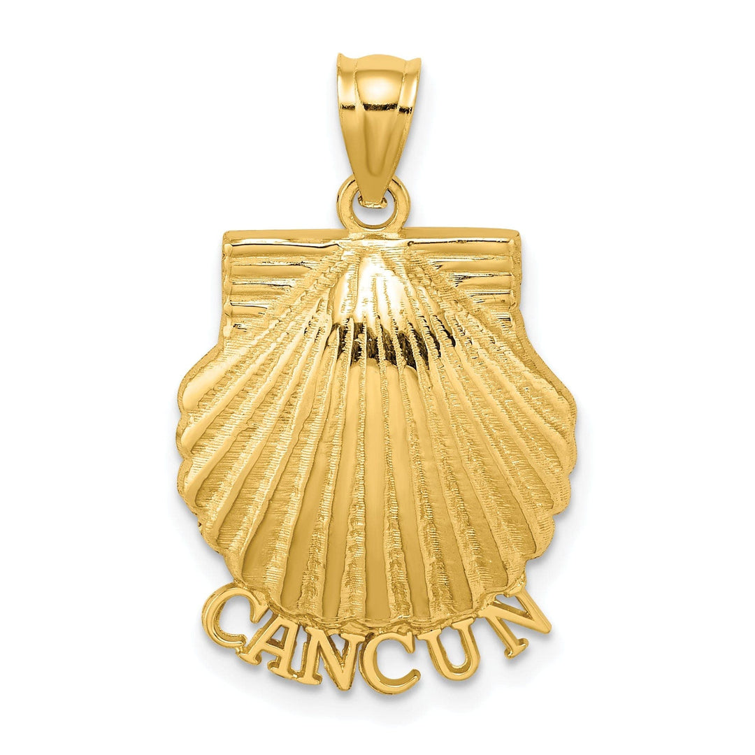 Lovely Rita's Pendants & Charms 14K Yellow Gold Textured Polished Finish CANCUN Scallop Shell Charm Pendant