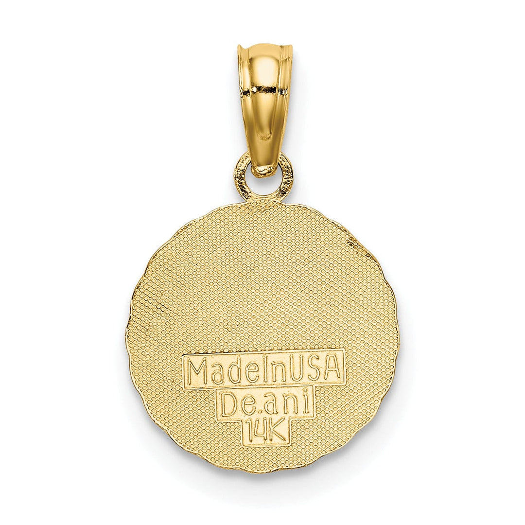 Lovely Rita's Pendants & Charms 14K Yellow Gold Textured Polished Finish Circle Shape Smiling Face Sun Design Charm Pendant