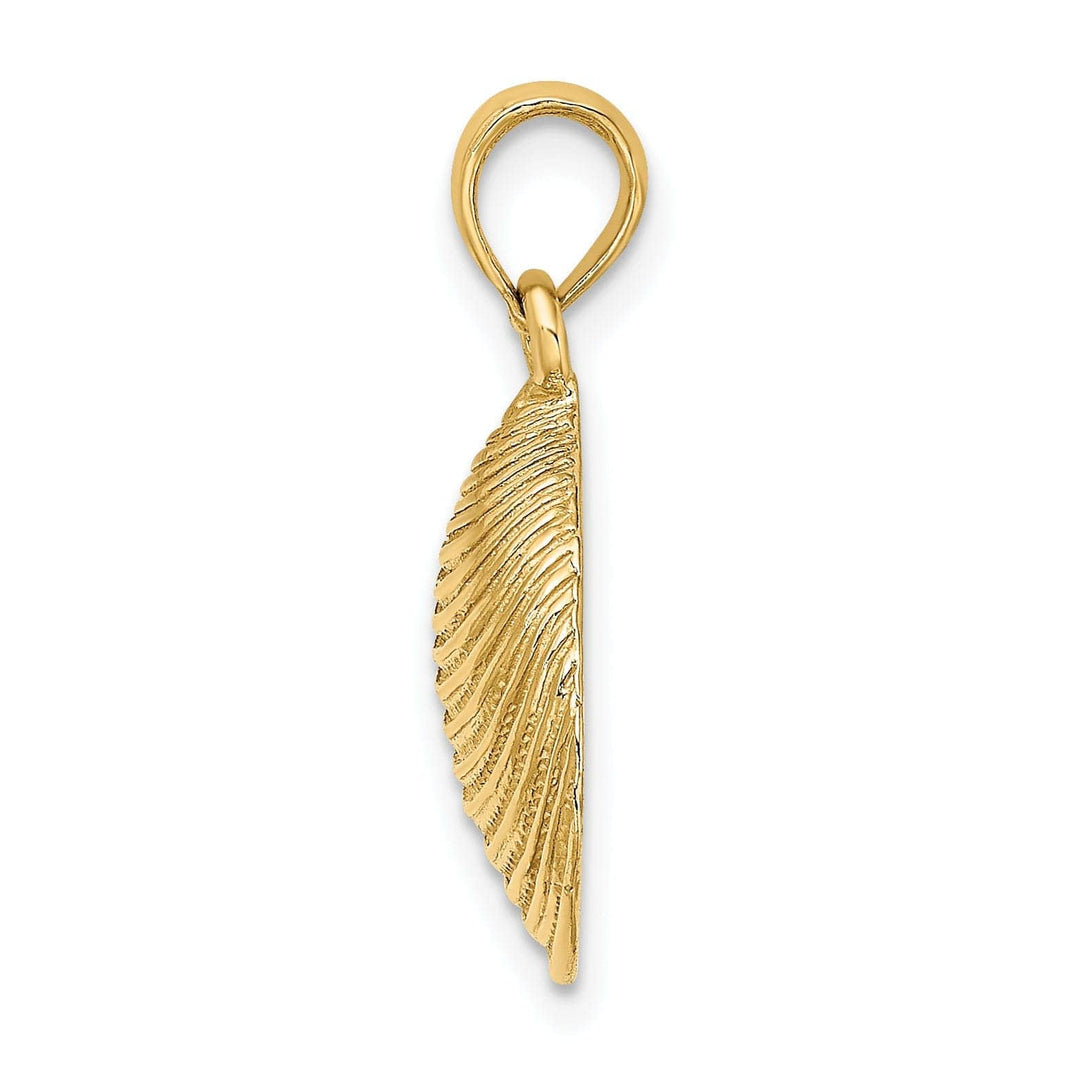 Lovely Rita's Pendants & Charms 14K Yellow Gold Textured Polished Finish Clam Shell Charm Pendant