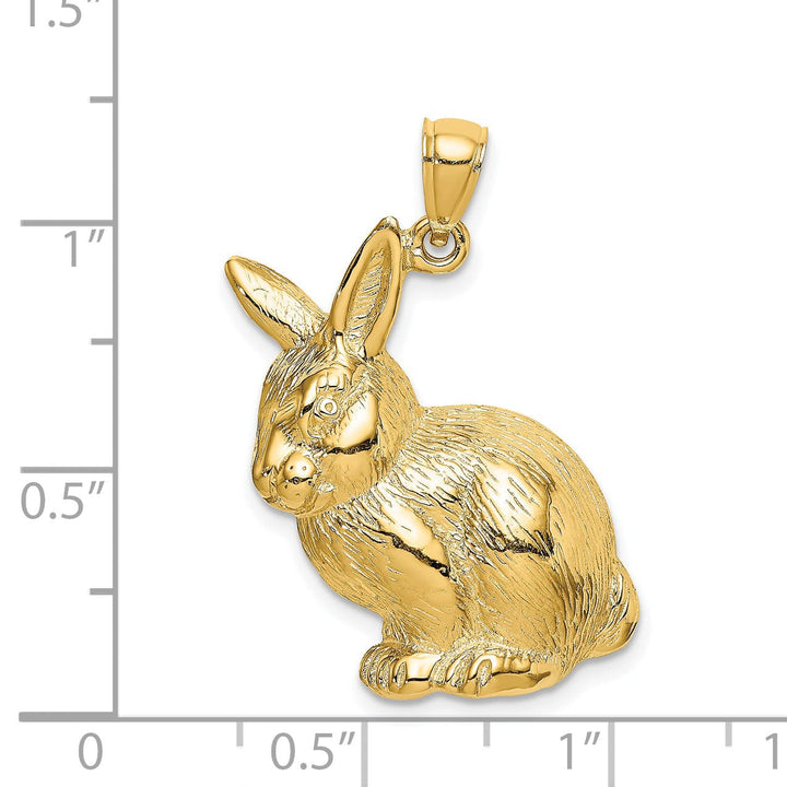 Lovely Rita's Pendants & Charms 14K Yellow Gold Textured Polished Finish Concave Shape Sitting Rabbit Charm Pendant