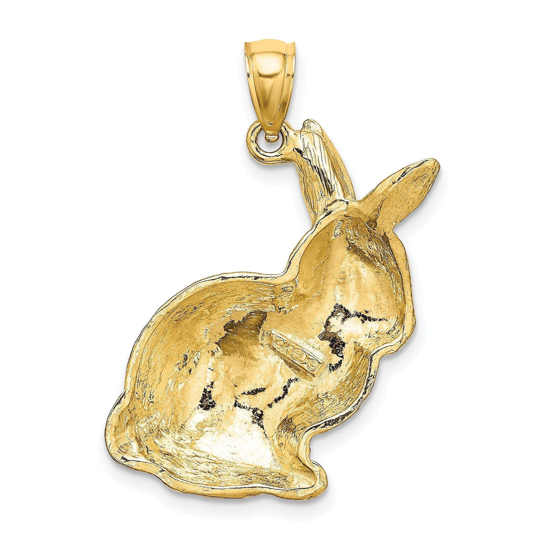 Lovely Rita's Pendants & Charms 14K Yellow Gold Textured Polished Finish Concave Shape Sitting Rabbit Charm Pendant