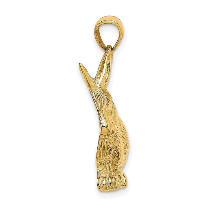 Lovely Rita's Pendants & Charms 14K Yellow Gold Textured Polished Finish Concave Shape Sitting Rabbit Charm Pendant