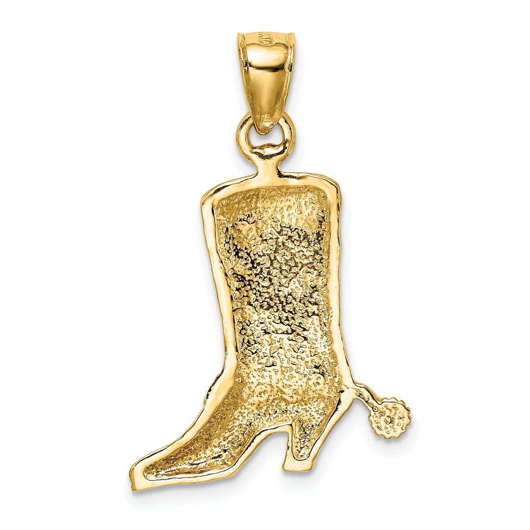 Lovely Rita's Pendants & Charms 14K Yellow Gold Textured Polished Finish Cowboy Boot with Spur Charm Pendant