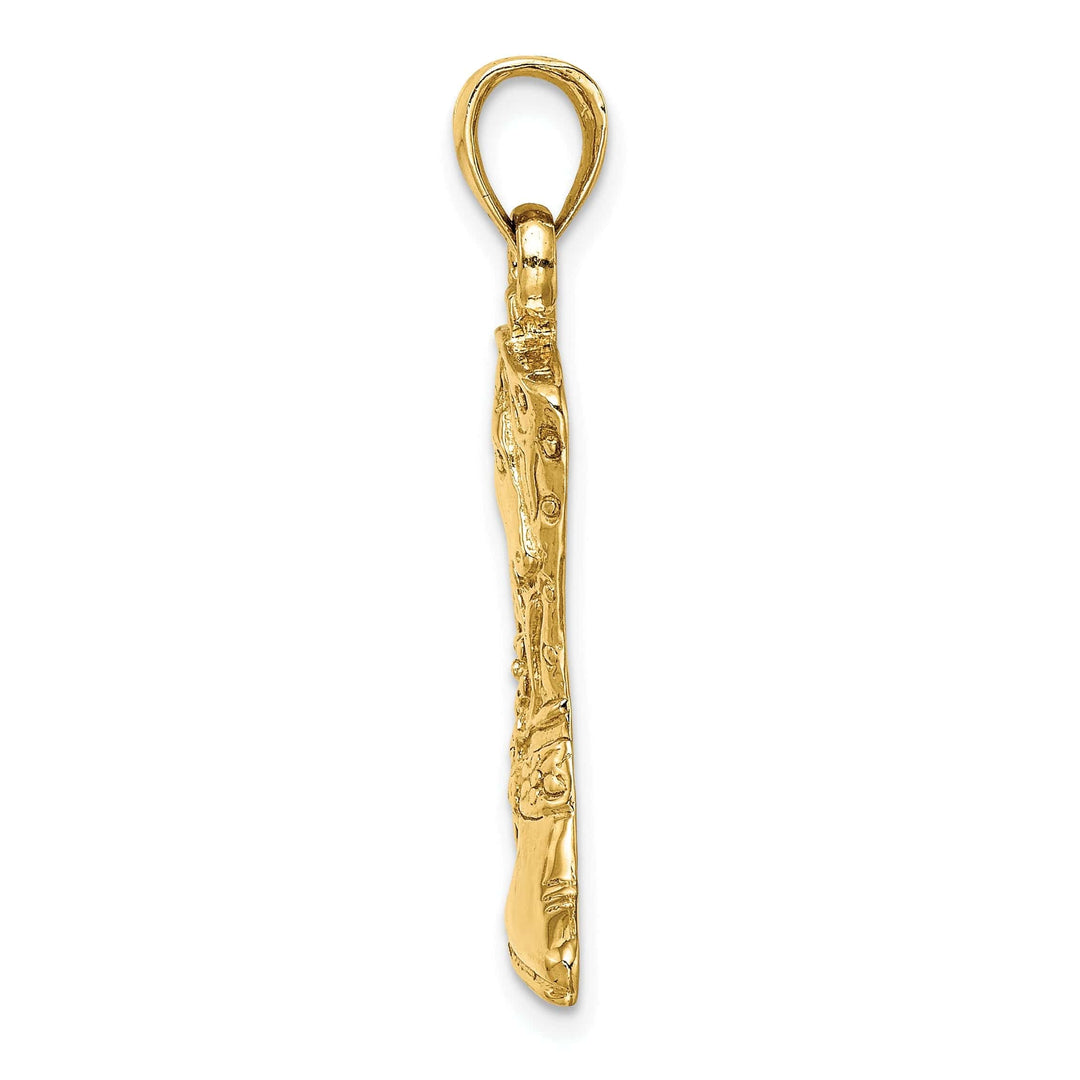 Lovely Rita's Pendants & Charms 14K Yellow Gold Textured Polished Finish Cowboy Boot with Spur Charm Pendant