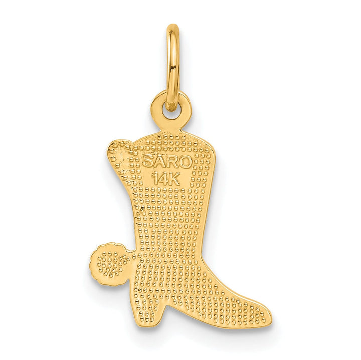 Lovely Rita's Pendants & Charms 14k Yellow Gold Textured Polished Finish Cowboy Boot with Spurs Charm Pendant