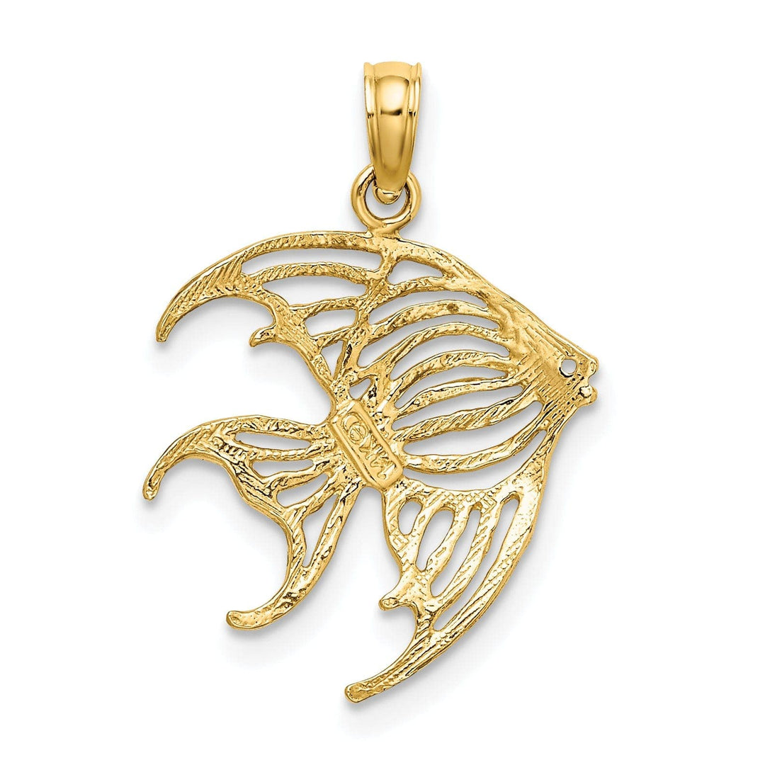 Lovely Rita's Pendants & Charms 14K Yellow Gold Textured Polished Finish Cut Out ANGELFISH Charm Pendant