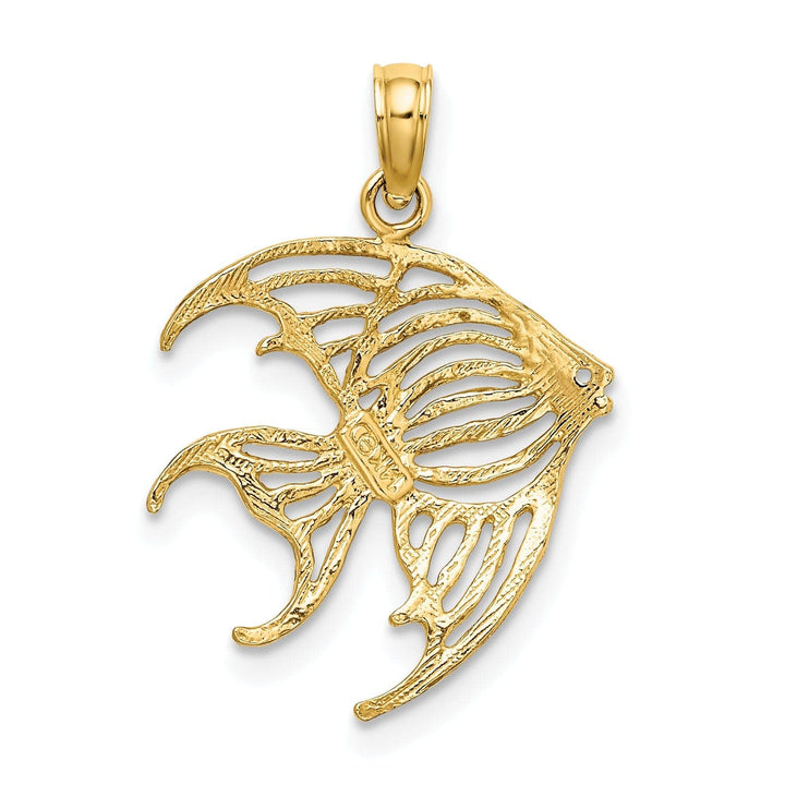 Lovely Rita's Pendants & Charms 14K Yellow Gold Textured Polished Finish Cut Out ANGELFISH Charm Pendant