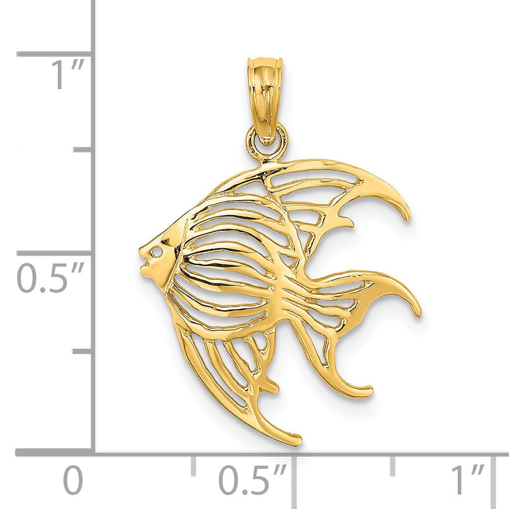 Lovely Rita's Pendants & Charms 14K Yellow Gold Textured Polished Finish Cut Out ANGELFISH Charm Pendant