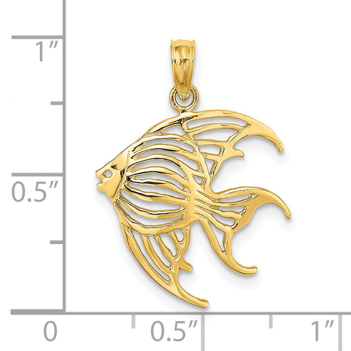 Lovely Rita's Pendants & Charms 14K Yellow Gold Textured Polished Finish Cut Out ANGELFISH Charm Pendant