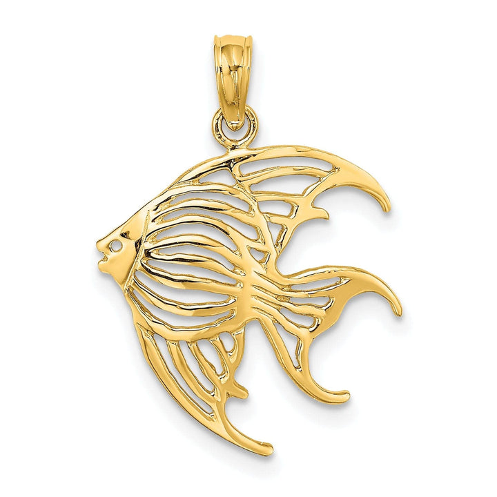 Lovely Rita's Pendants & Charms 14K Yellow Gold Textured Polished Finish Cut Out ANGELFISH Charm Pendant