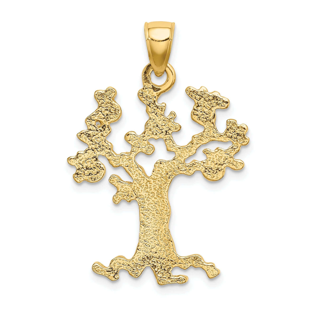 Lovely Rita's Pendants & Charms 14K Yellow Gold Textured Polished Finish Cut-Out Design Money Tree Charm Pendant