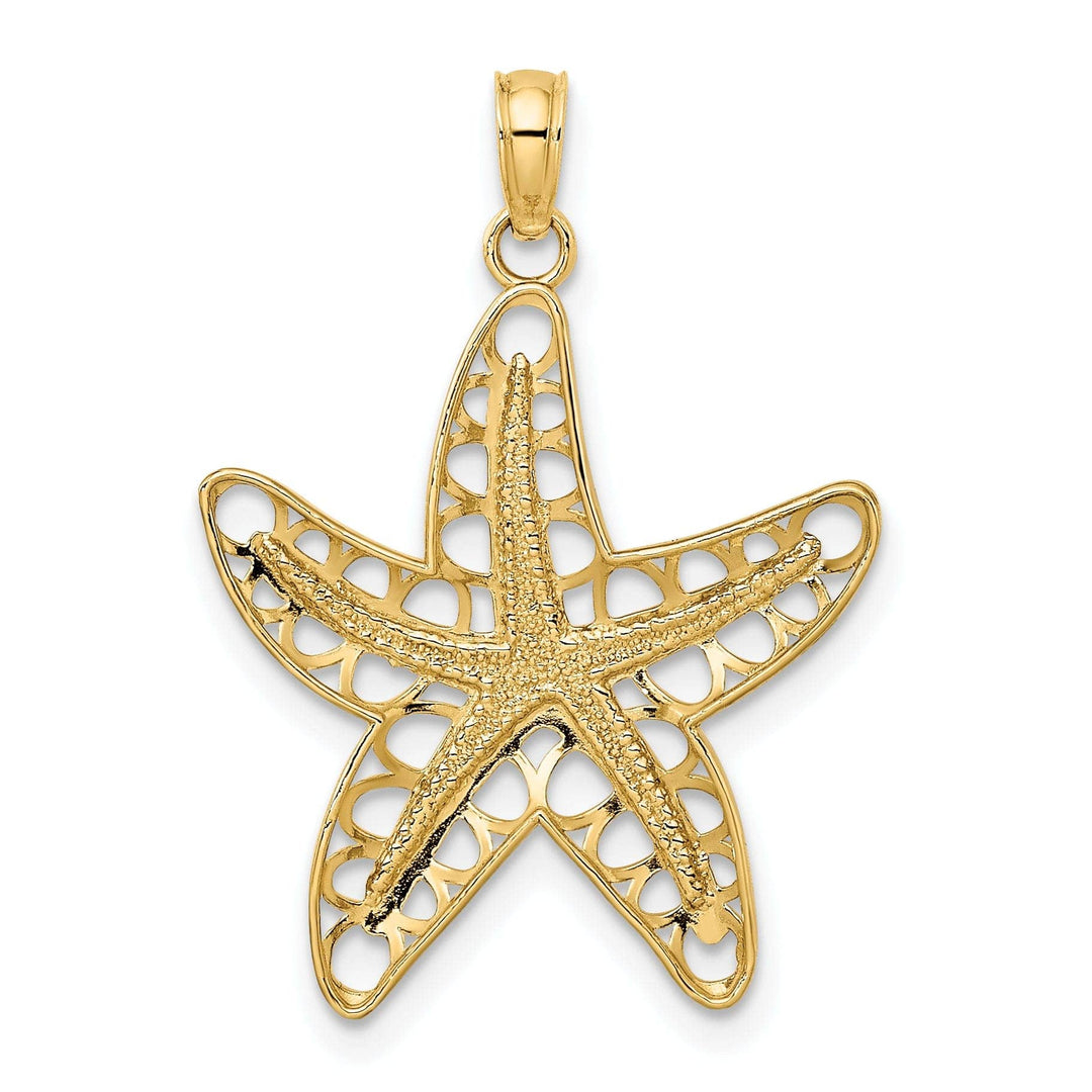 Lovely Rita's Pendants & Charms 14K Yellow Gold Textured Polished Finish Cut-Out Design Starfish Charm Pendant