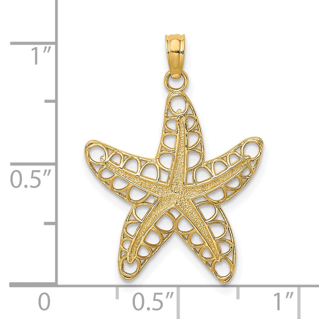 Lovely Rita's Pendants & Charms 14K Yellow Gold Textured Polished Finish Cut-Out Design Starfish Charm Pendant