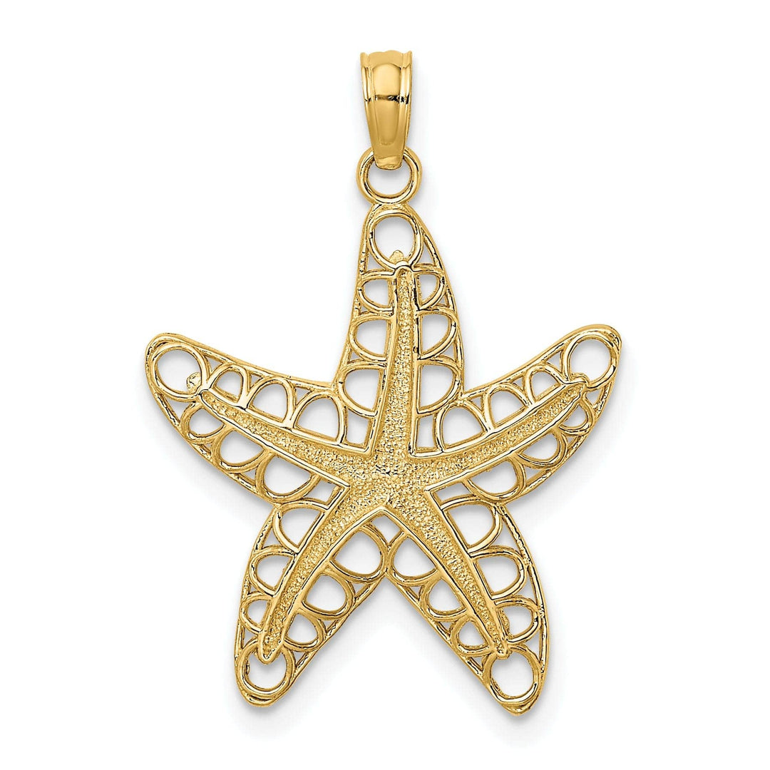 Lovely Rita's Pendants & Charms 14K Yellow Gold Textured Polished Finish Cut-Out Design Starfish Charm Pendant